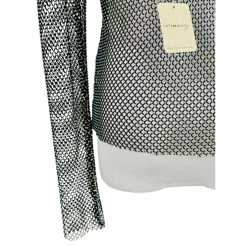NWT Free People Rhinestone Sheer Mesh Scooped Back Top S| Sirencore Indie Sleaze - Picture 10 of 16